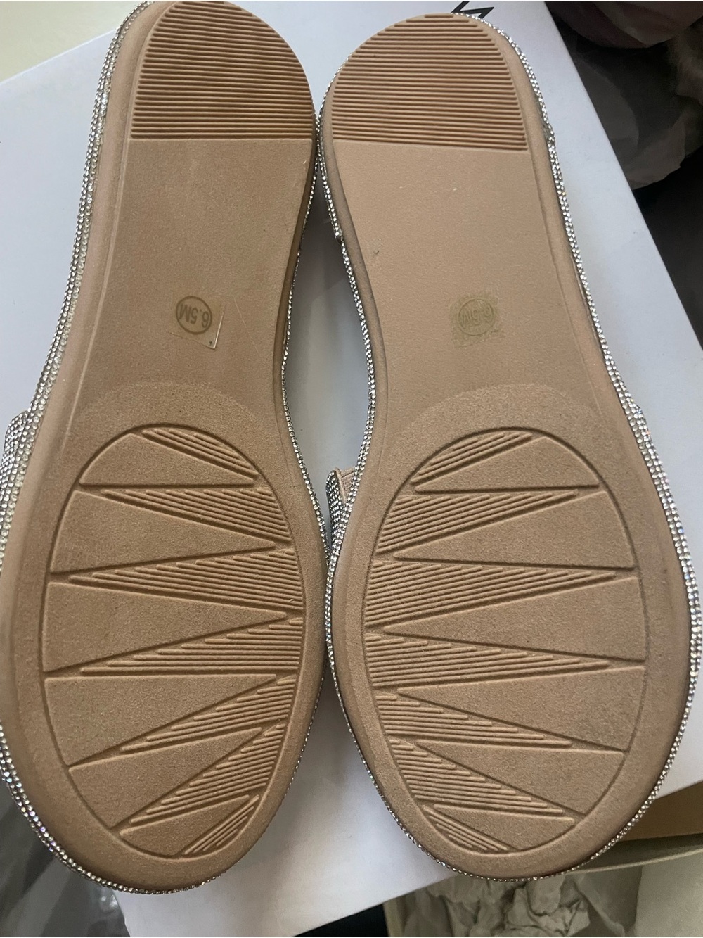Anne Klein Amelie Beige Rhinestone Slide Sandals-Size 6.5 - Picture 8 of 13